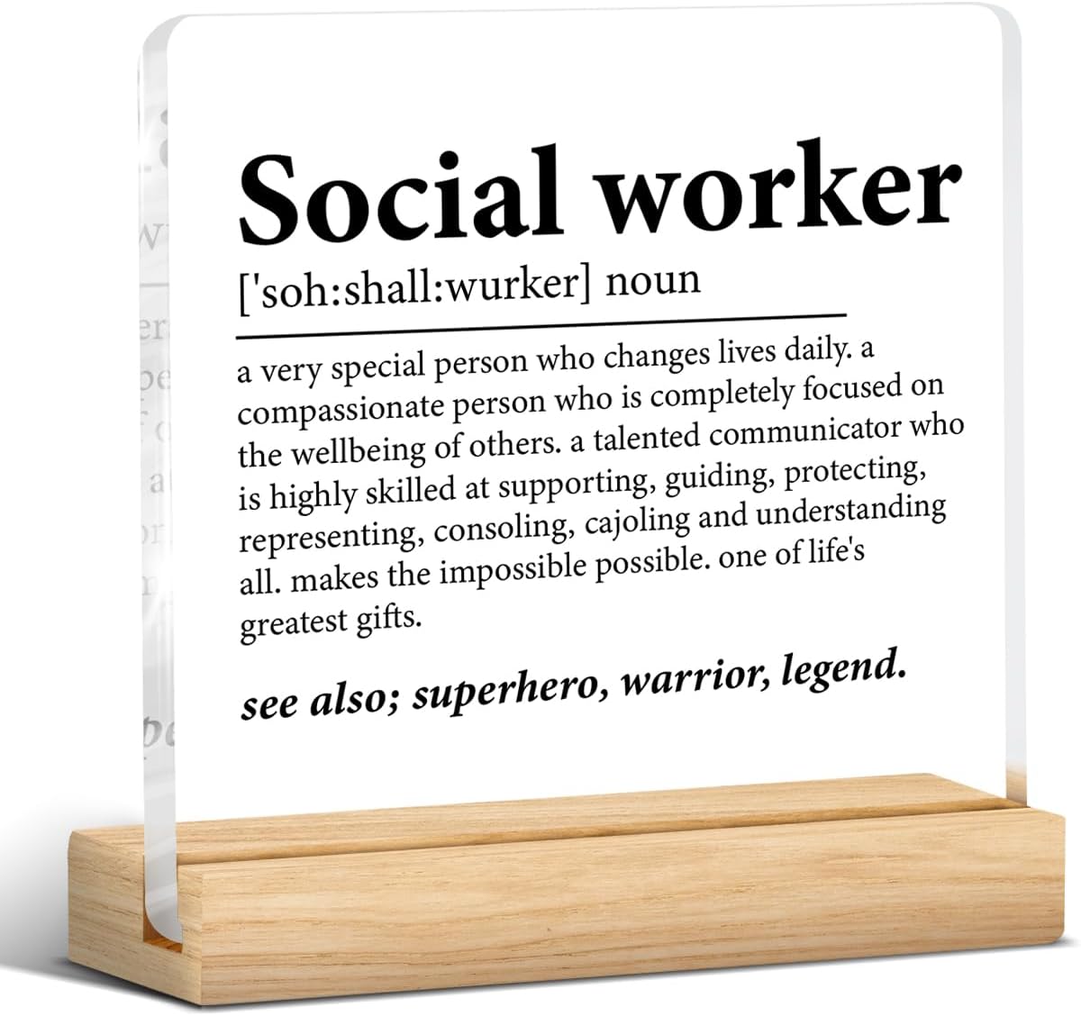 Social Worker Gifts for Women Men, Appreciation Gift for Social Worker Desk Decor Clear Acrylic Desk Decorative Sign Home Office Decoration, 4 x 4 Inches