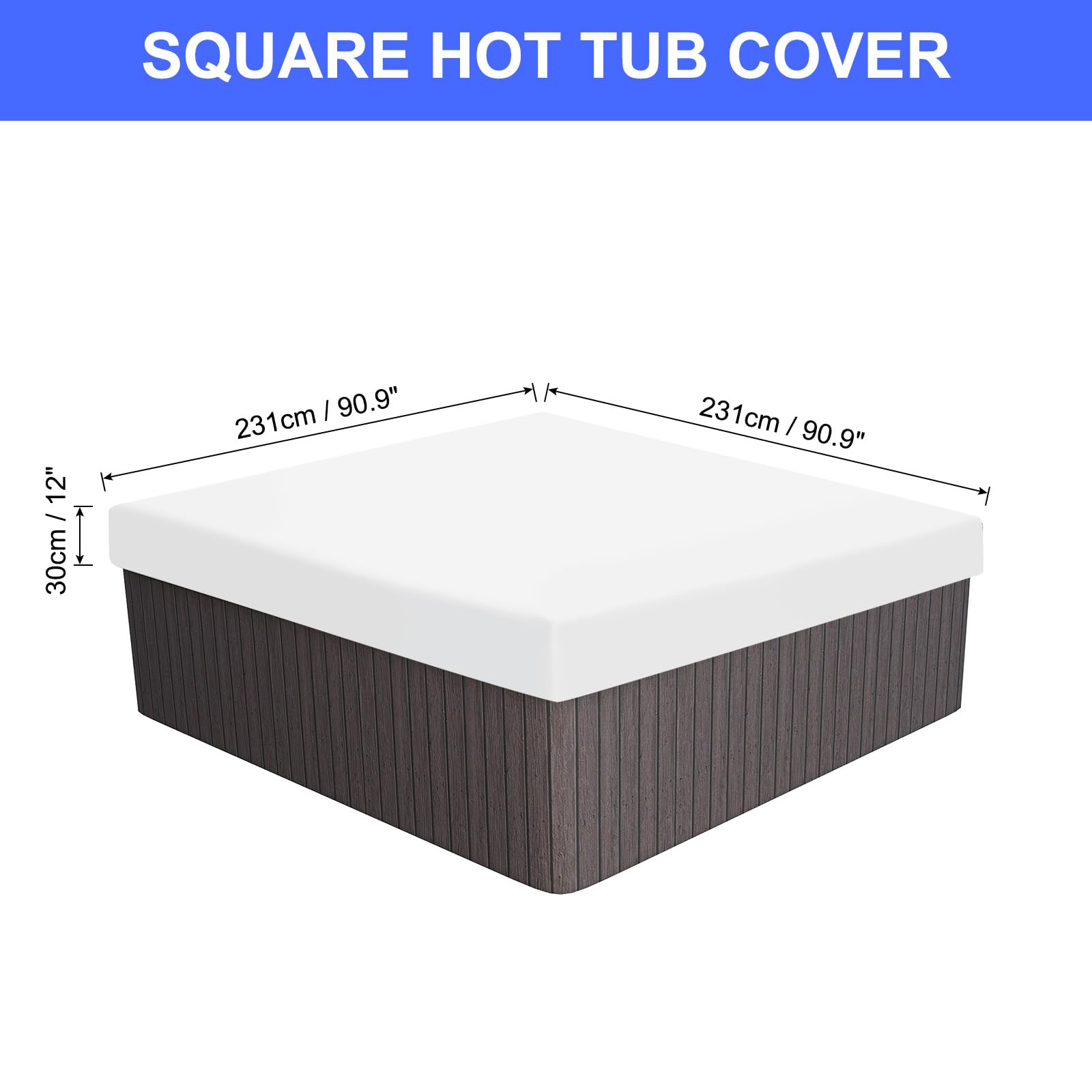 PATIKIL 90.9x90.9x11.8" Square Hot Tub Cover - Image 2
