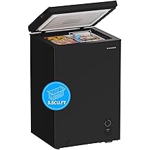 BANGSON 3.5 Cu.Ft Chest Freezer, Compact Deep Freezer with Removable Basket, Adjustable Thermostat, Energy-Saving, Quiet Mini Freezer for Home/Dorm/Apartment/Garage,Black