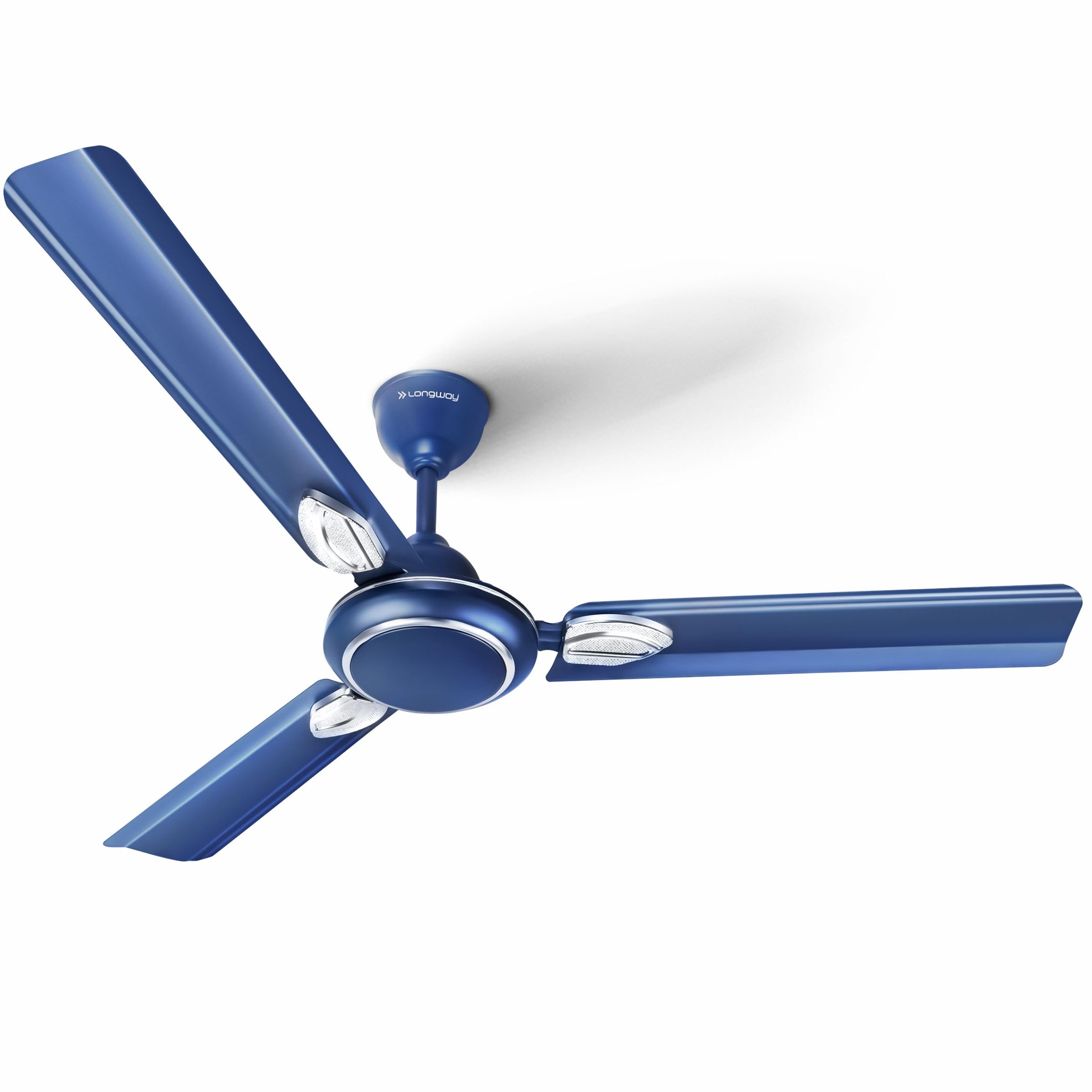 LONGWAY Kiger P1 1200 mm/48 inch Ultra High Speed 3 Blade Anti-Dust Decorative Star Rated Ceiling Fan 2 Years Warranty (Silver Blue, Pack of 1)