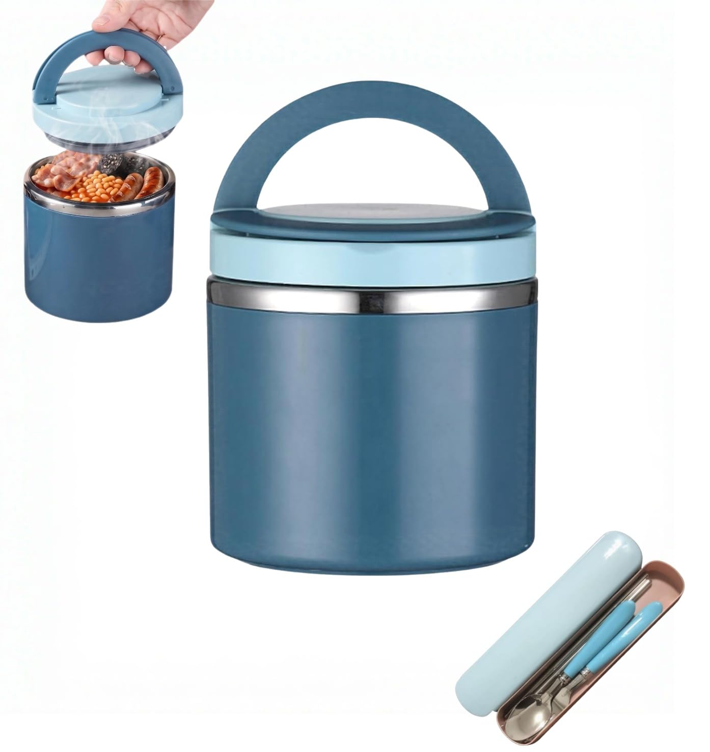 Cjytdkj Food Flask, 630ml, Stainless Steel, Handle