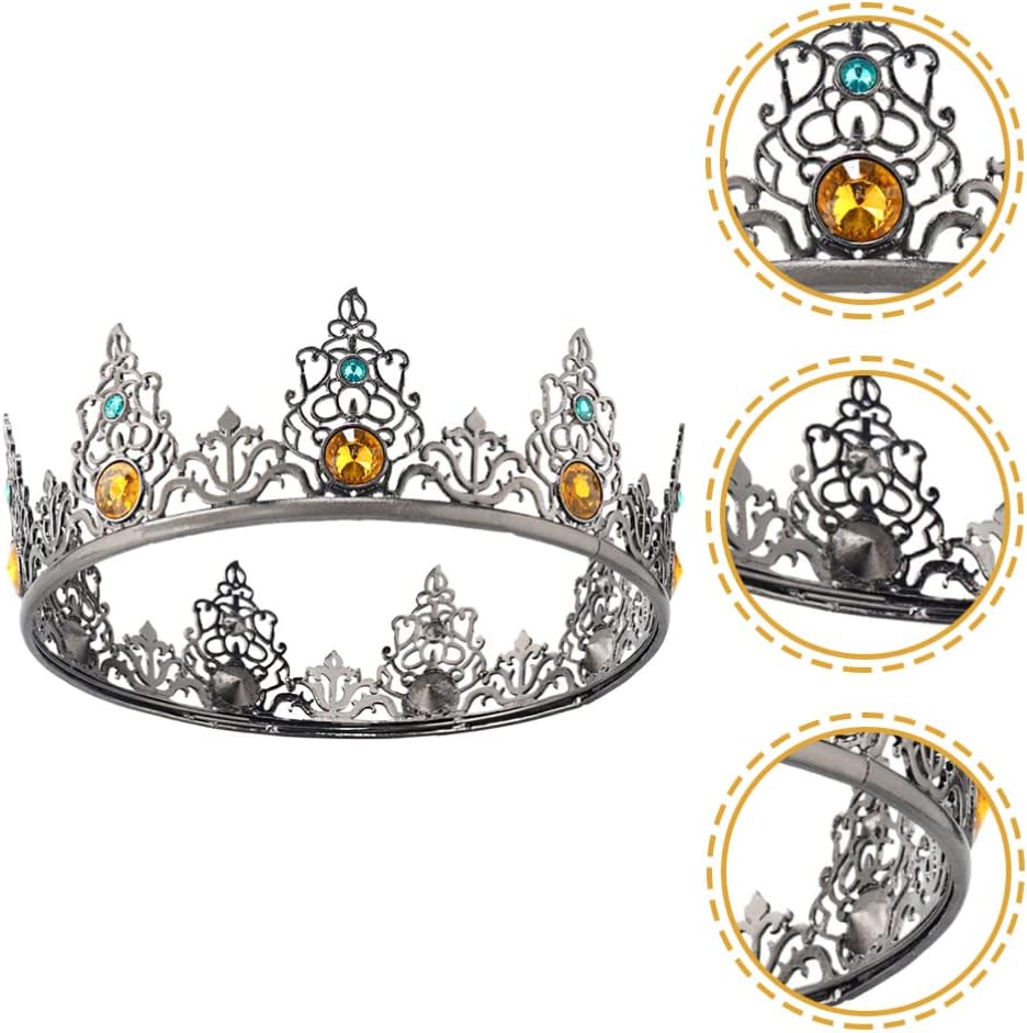 Birthday Party Cosplay Crown Alloy Men Crown Birthday King Crown(As Shown 1)