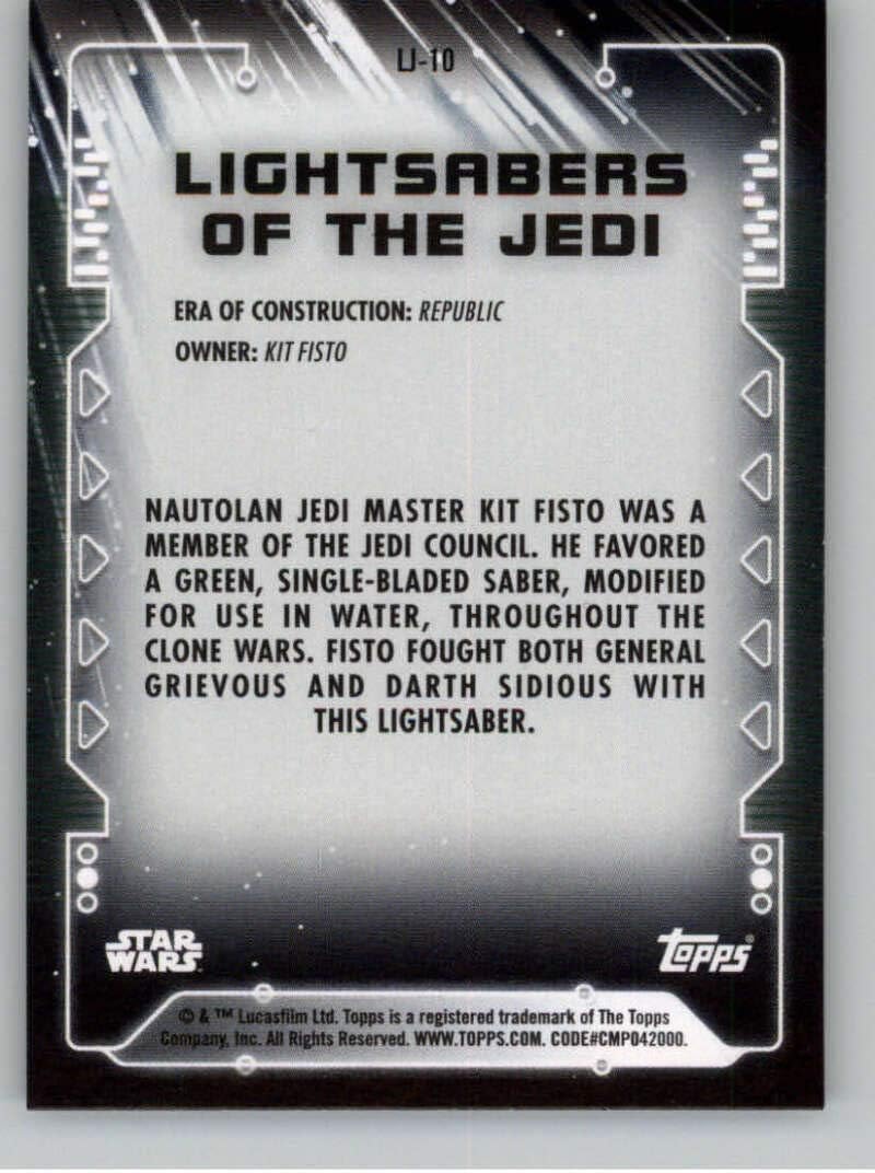 2020 Topps Star Wars Holocron Series Lightsabers of the Jedi NonSport STANDARD SIZED TRADING CARD #LJ-10 Kit Fisto image 2