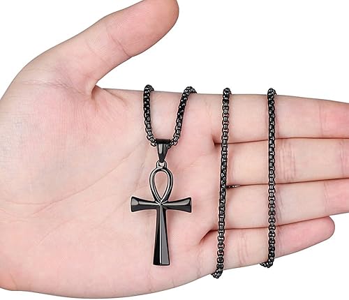 Miniatura 4 de Reve Collar religioso de acero inoxidable con colgante de cruz copta Ankh para hombres y mujeres cadena de 508 a 240in
