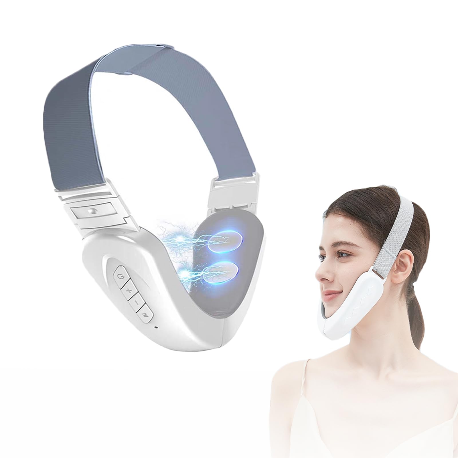 Appareil de massage électrique V pour le visage, appareil de massage électrique en V, appareil de lifting EMS pour le visage contre les rides (blanc)