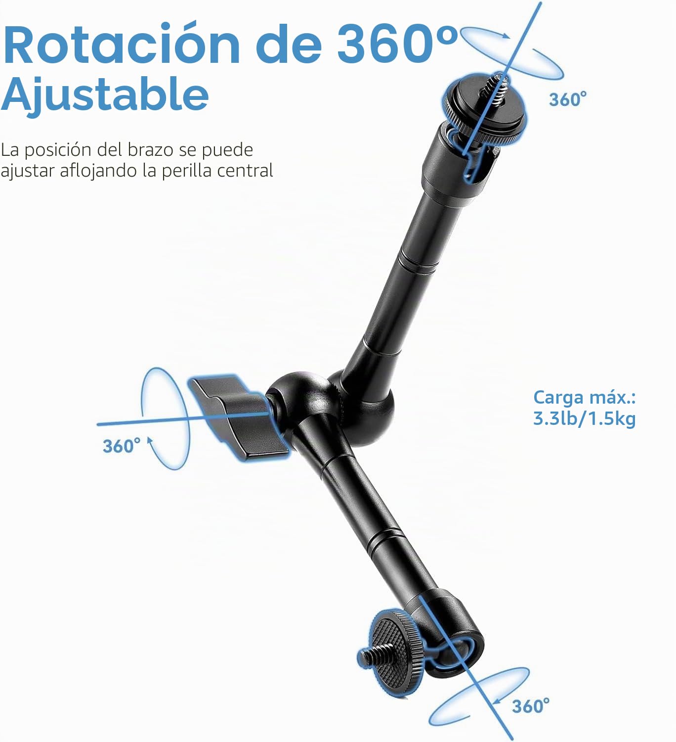 UTEBIT Brazo mágico Brazo articulado de 11 Pulgadas Brazo de cámara con súper Abrazadera 1/4 Zapata Carga máxima 1.5 kg para cámara DSLR, Monitor de Campo LCD, luz de Flash