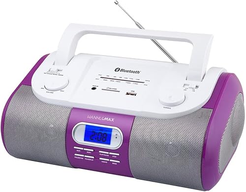 HANNLOMAX Radio AMFM portátil HX-509R, Bluetooth, ranura USBSD para reproducción de MP3, entrada auxiliar, fuente de alimentación dual ACDC (blanco)