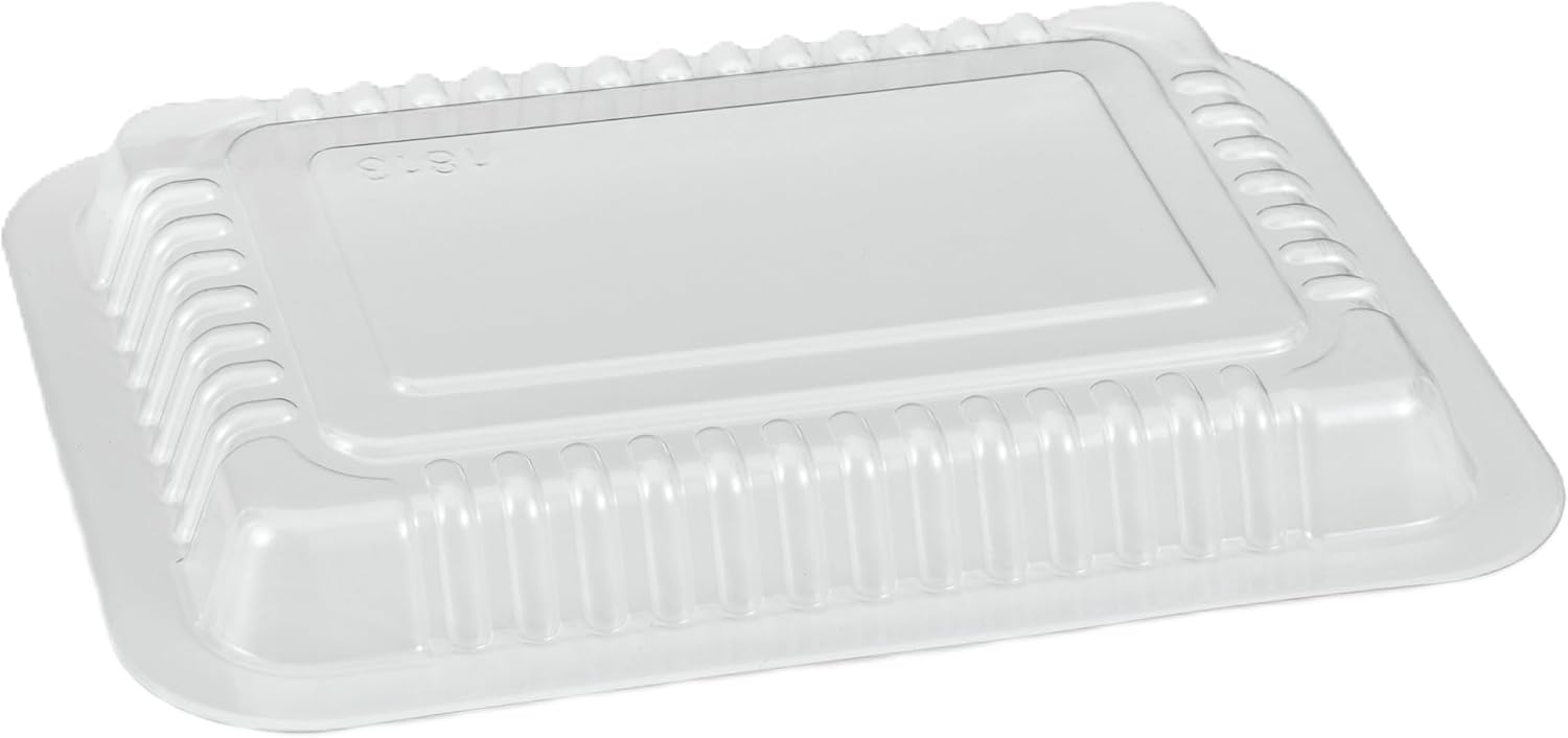 TITAN Dome Lids for 2.25 LB Oblong Aluminum Foil Take-Out Containers, 500 Count, 8.3" x 5.9" x 1" Disposable Pan Covers for Meal Prep, Catering, and Food Storage