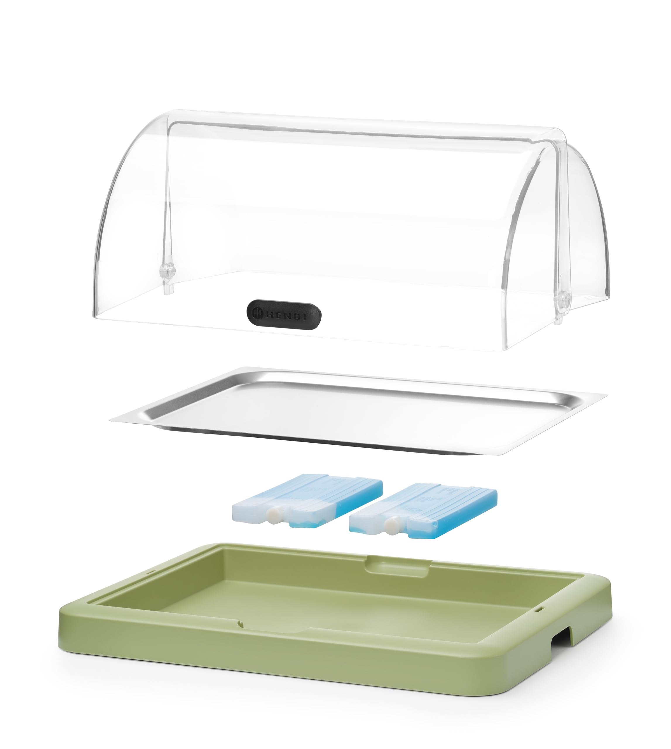 HENDI Buffet-Vitrine, UNIQ, einzeln, mit Tablett und Kühlelement, grün