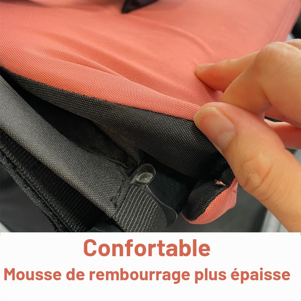 Coussin de siège et auvent pour poussette Babyzen YOYO 2 et YOYO+, kit d'accessoires de rechange pour poussette, tissu double couche imperméable (rose)