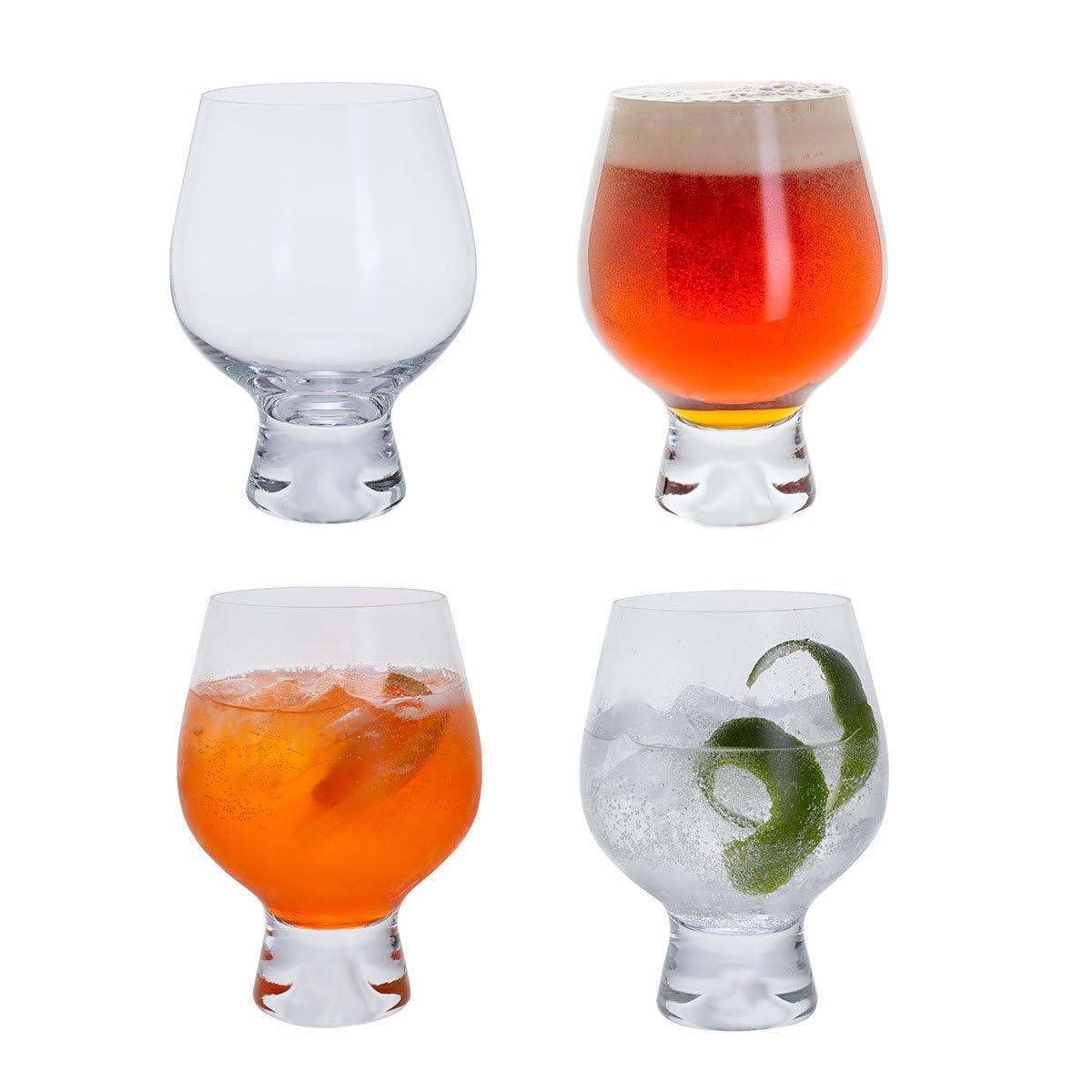 Dartington Crystal Flexi Multi-Use Glasses, Set of 4 – Everyday Drinking Glasses for Beer, Spirits and Cocktails