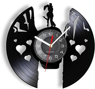 LIMN Orologio da Parete retrò Innamorato Coppia abbracciata Che Si bacia su Una scogliera Orologio da Parete in Vinile Decorazioni per la casa Regalo per la Persona Amata