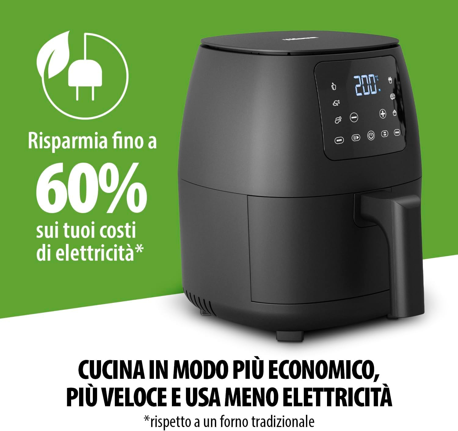 Tristar Mini Cyfrowa Frytkownica Na Gorące Powietrze, Bezolejowa, 6 Programów Gotowania, Nieprzywierająca, Regulowany Termostat, 2 L, 1500 W, Fr-9015