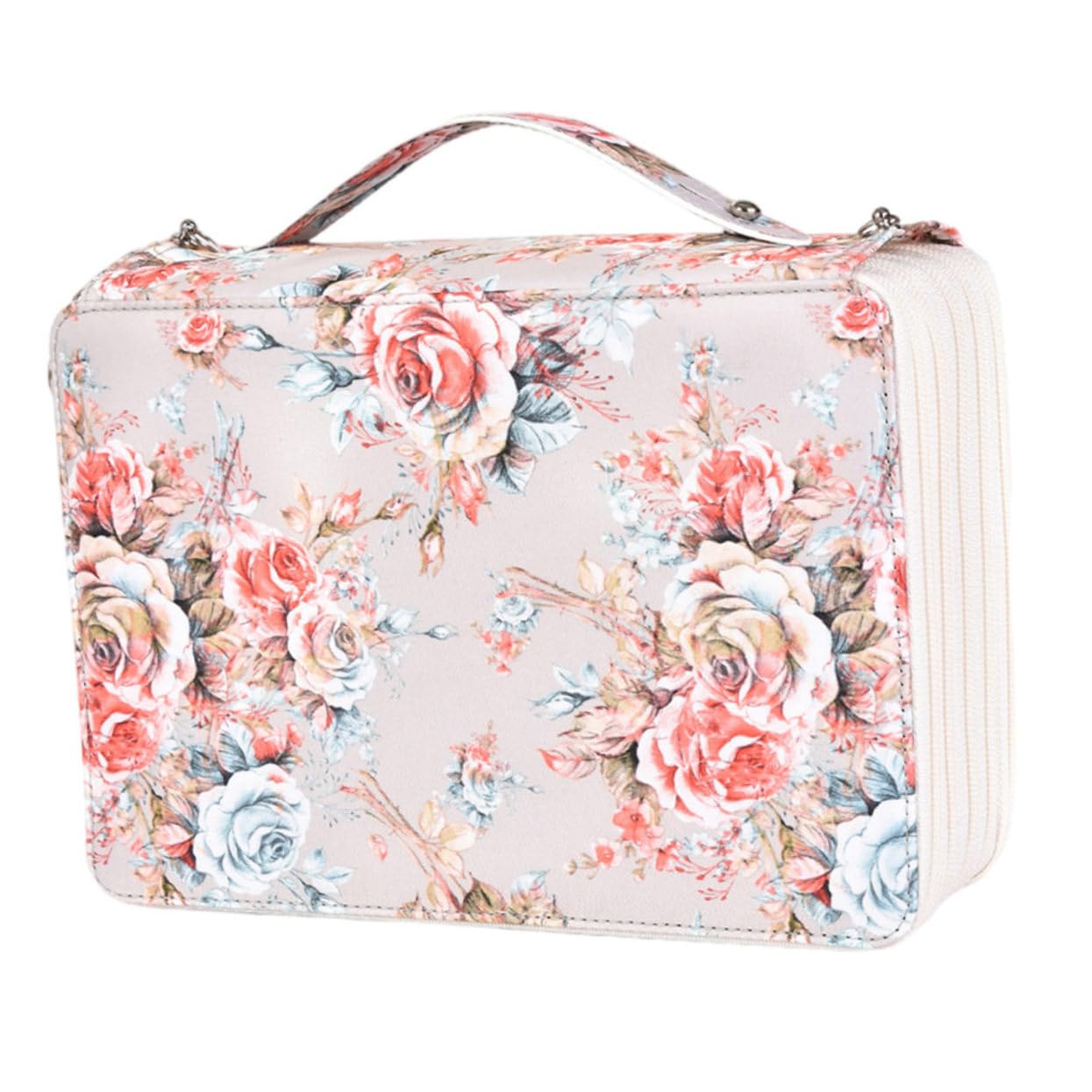 Astuccio Scuola Grande Capacità 252 Scomparti Beige Maniglia | Pu Poliestere, Chiusura a Zip e Formato Portatile per Disegno, Decorazioni Scuola