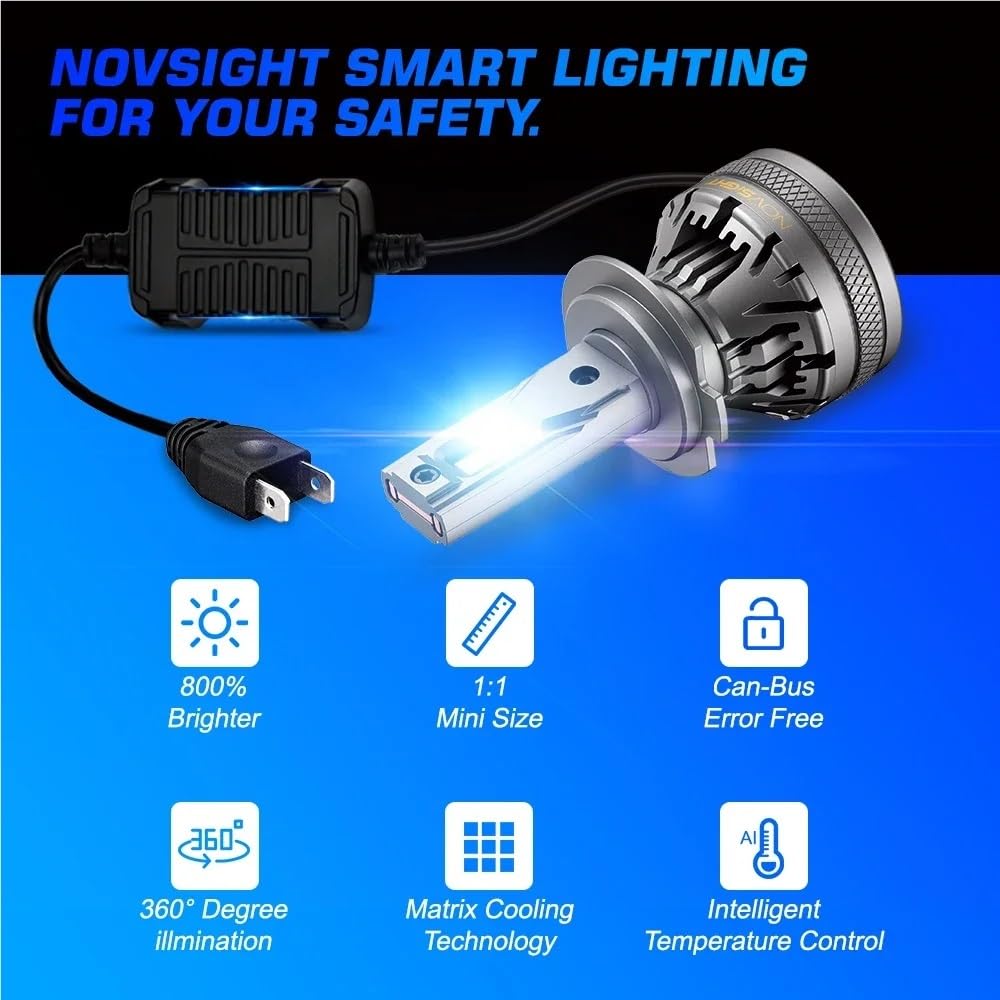 Bombillas LED for faros delanteros de coche H7, H4, H11, H8, H9, H1, H3, 9004, 9005, 9006, 9007, 120 W, 22000 LM, decodificador, faros antiniebla de 6500 K.(H1)