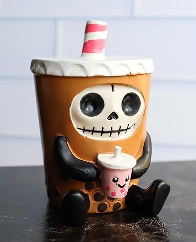 Miniatura 9 de Ebros Gift Furrybones Bobby The Bubble Tea Drink de 3 pulgadas de alto con perlas Boba, figura coleccionable, esqueleto monstruo, disfraz completo,