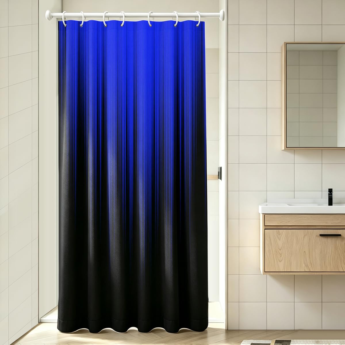 AAtter Royal Blue Black Ombre Shower Curtain, Small Stall 36x72 Inch