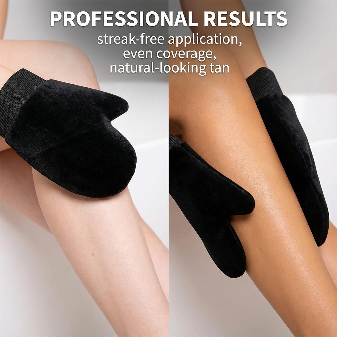 Set 2 Pezzi: Guanti Autoabbronzanti, Applicatore per Schiena, Applicatore Viso, Guanti Esfolianti, Guanti per Crema Solare (Nero)