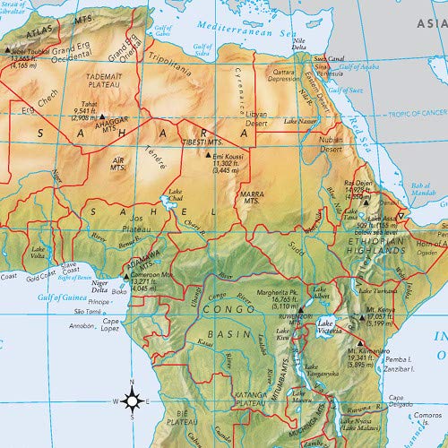 Miniatura 3 de Africa Political & Physical Continent Map - 17" x 10.75" Paper