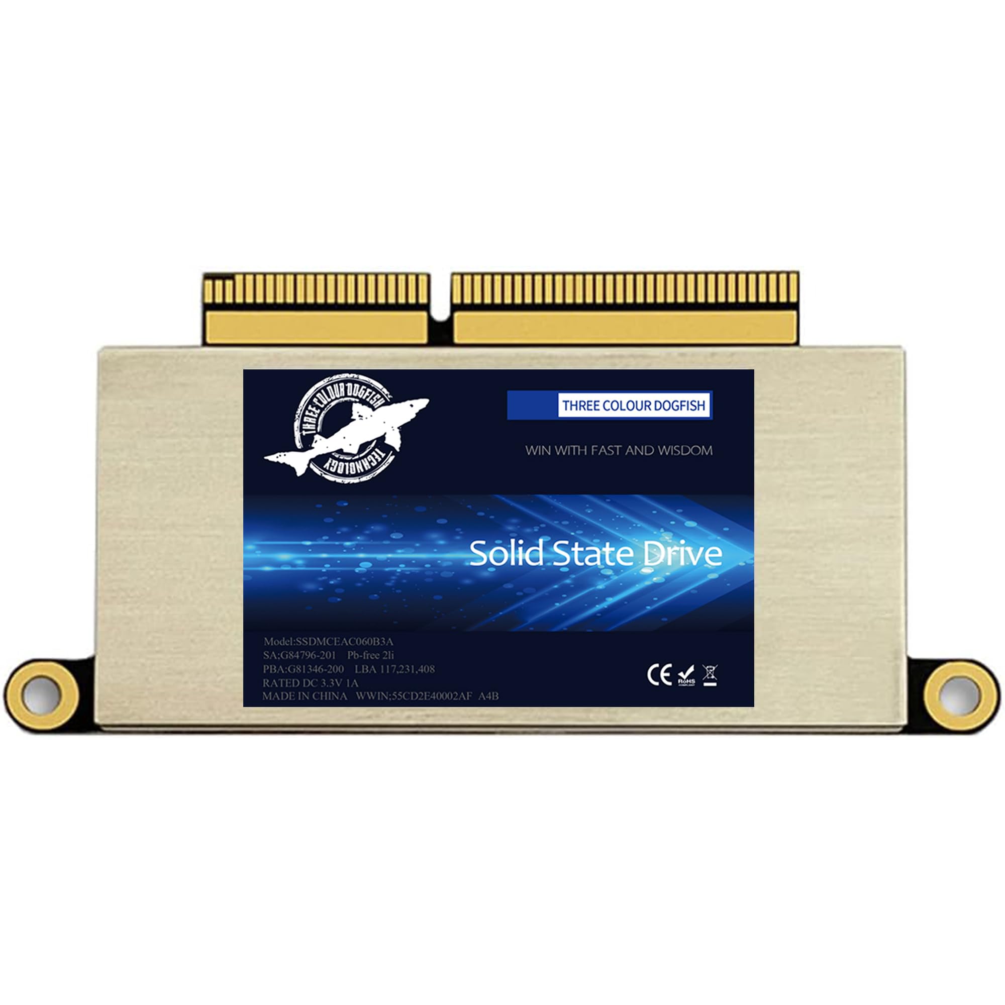 DOGFISH SSD 512GB Internal Solid State Drive PCIe NVMe Gen3.0x4 for Upgrade 2016 2017 13" MacBook PRO A1708（EMC 2978/3164 Non-Touch Bar Models(Late 2016-Mid 2017 Year)