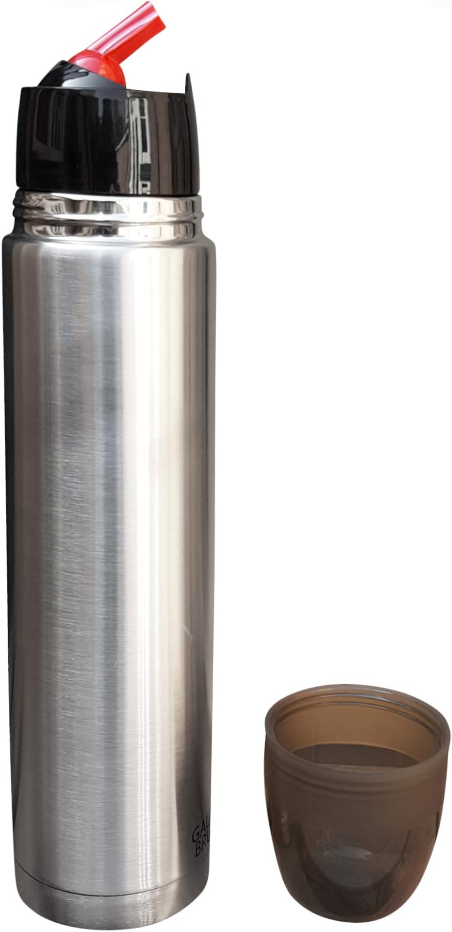Gaucho Bruno - Stainless Steel 1 Litre Bullet Flask for Drinking Yerba Mate | with Iconic Red Spout for Precision Pouring| Durable | No Handle for Easy Transport