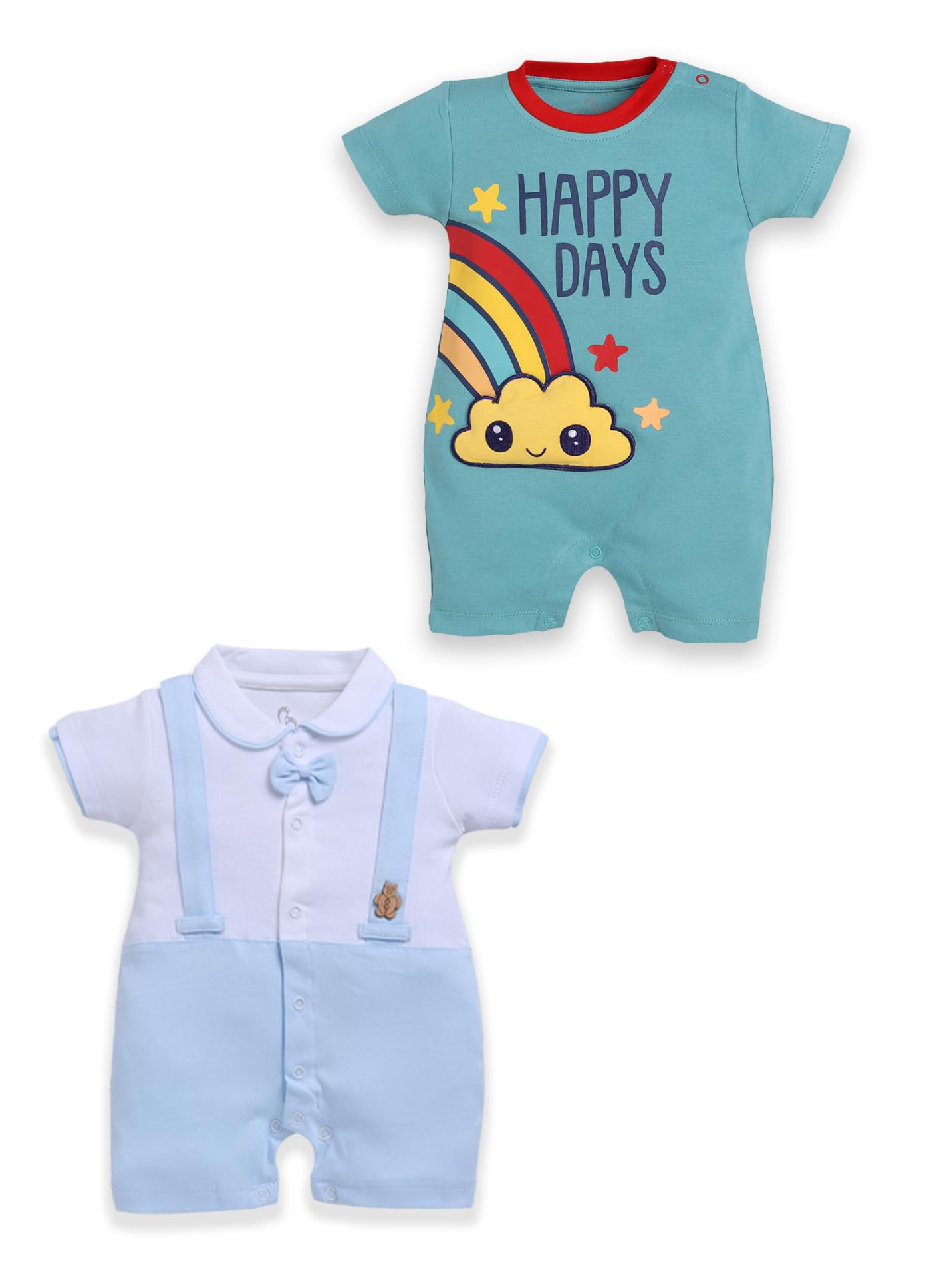 BABYGO Baby Half Sleeve Rompers 100% Cotton Rompers for New Born Baby Boys|Daily Suits for Baby Boys & Girls| 0X3M|SKY-G