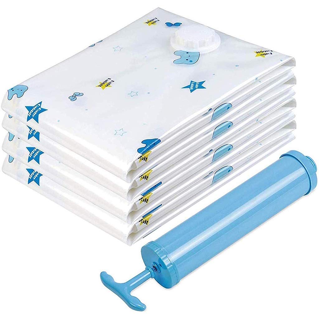 Sacchetti Sottovuoto Sacchetti Sottovuoto, Borse da Viaggio Sottovuoto con Pompa A Mano, Seal Compression Bag, Borse Salvaspazio Jumbo, per Coperte da Letto per Abbigliamento, Set 8 Pezzi