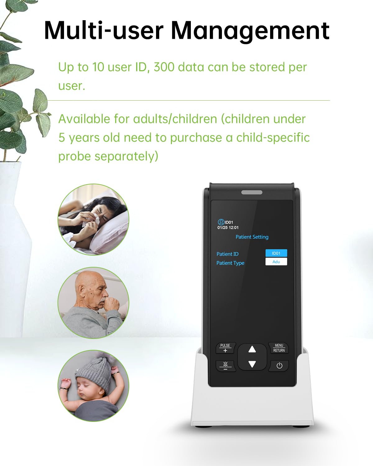 Pulsioximetro De Dedo Profesional, Oximetro Pulxiometro Medidor HOLFENRY USB Recargable Oxigeno Saturador Bluetooth con Alarma Para Adultos y Niños en Sangre Saturacion Sp02, PR Bpm y PI