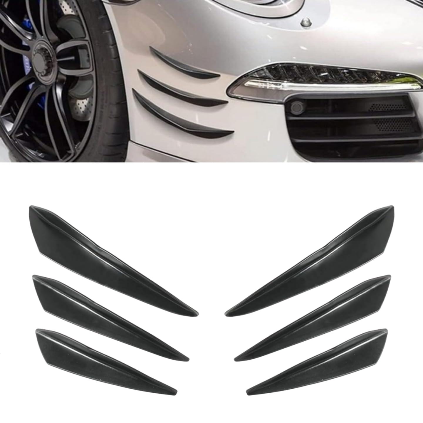 6 Pcs Car Front Spoiler for Renault Captur II depuis 2020, Front Bumper Lip Diffuser, Car Body Kit Spoiler Decoration, Exterior Accessories,B
