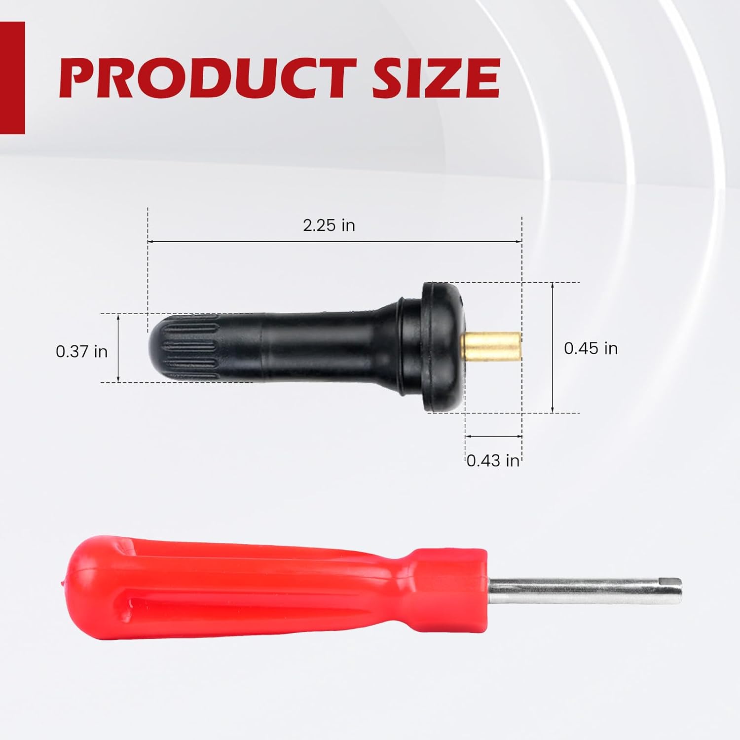 50PCS TPMS 20008 Snap-in Tire Pressure Sensor Valve Stems Rubber Tire Valve Stem Fit for GMC Ford Chevy Subaru Pontiac, with 1PCS Red Wrench