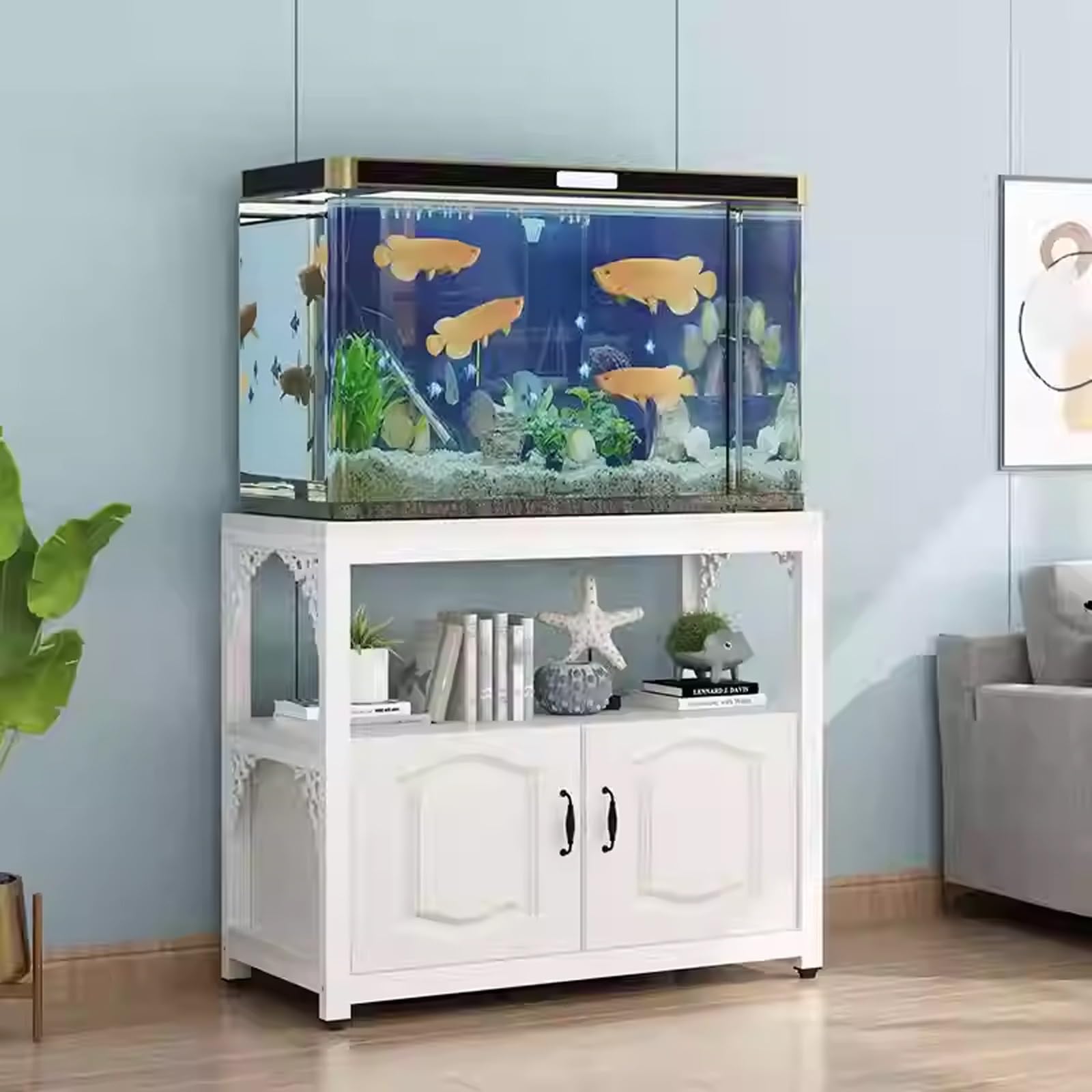 Aquarium Stand with Cabinet, Multi-Tier Fish Tank Stand, Durable, Space-Saving, Easy to Clean, Ideal for Living Rooms and Bedrooms(Style A,70x40cm/27.6x15.7in)
