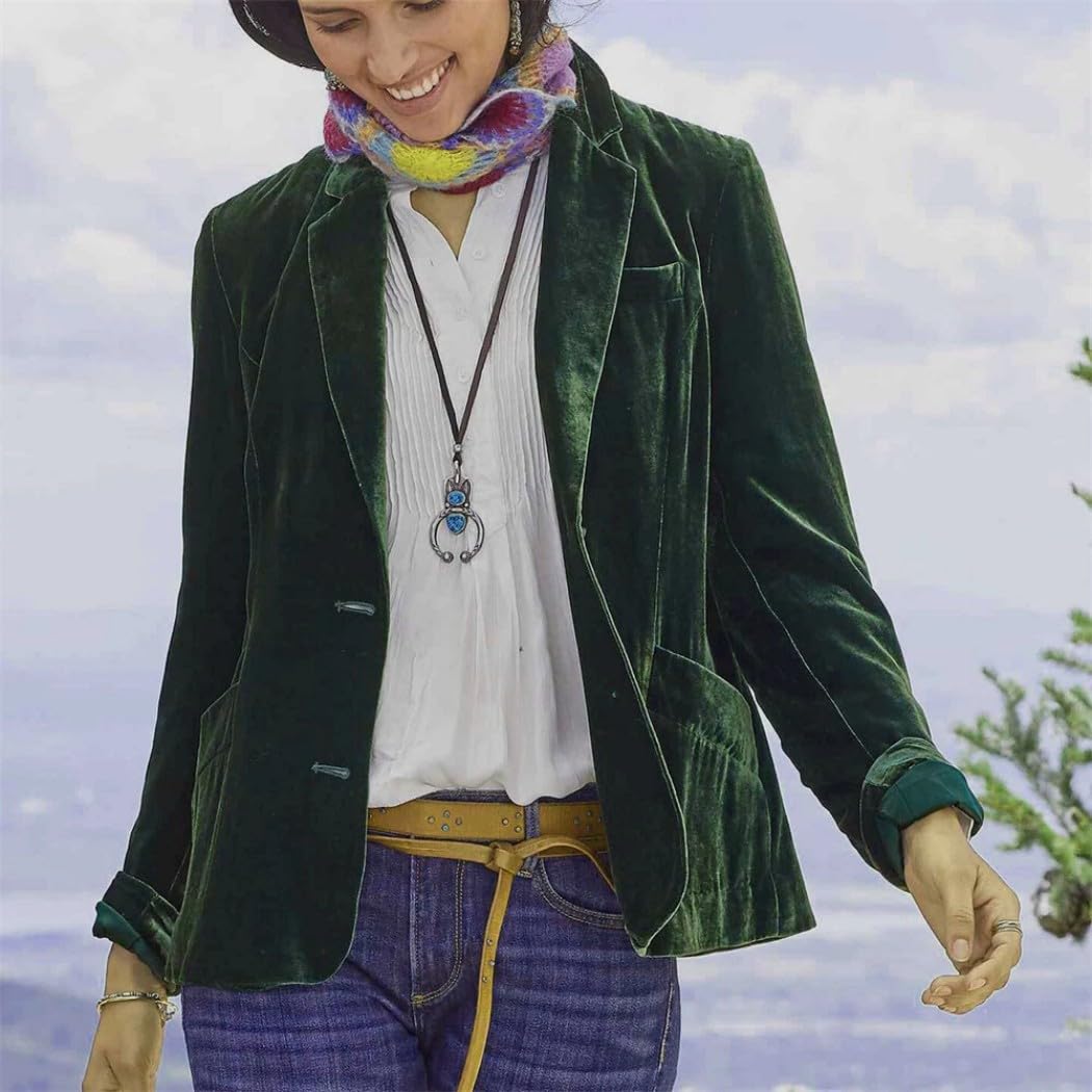 Blazer de bureau en velours pour femme - Blazer à manches longues pour femme - Veste d'hiver
