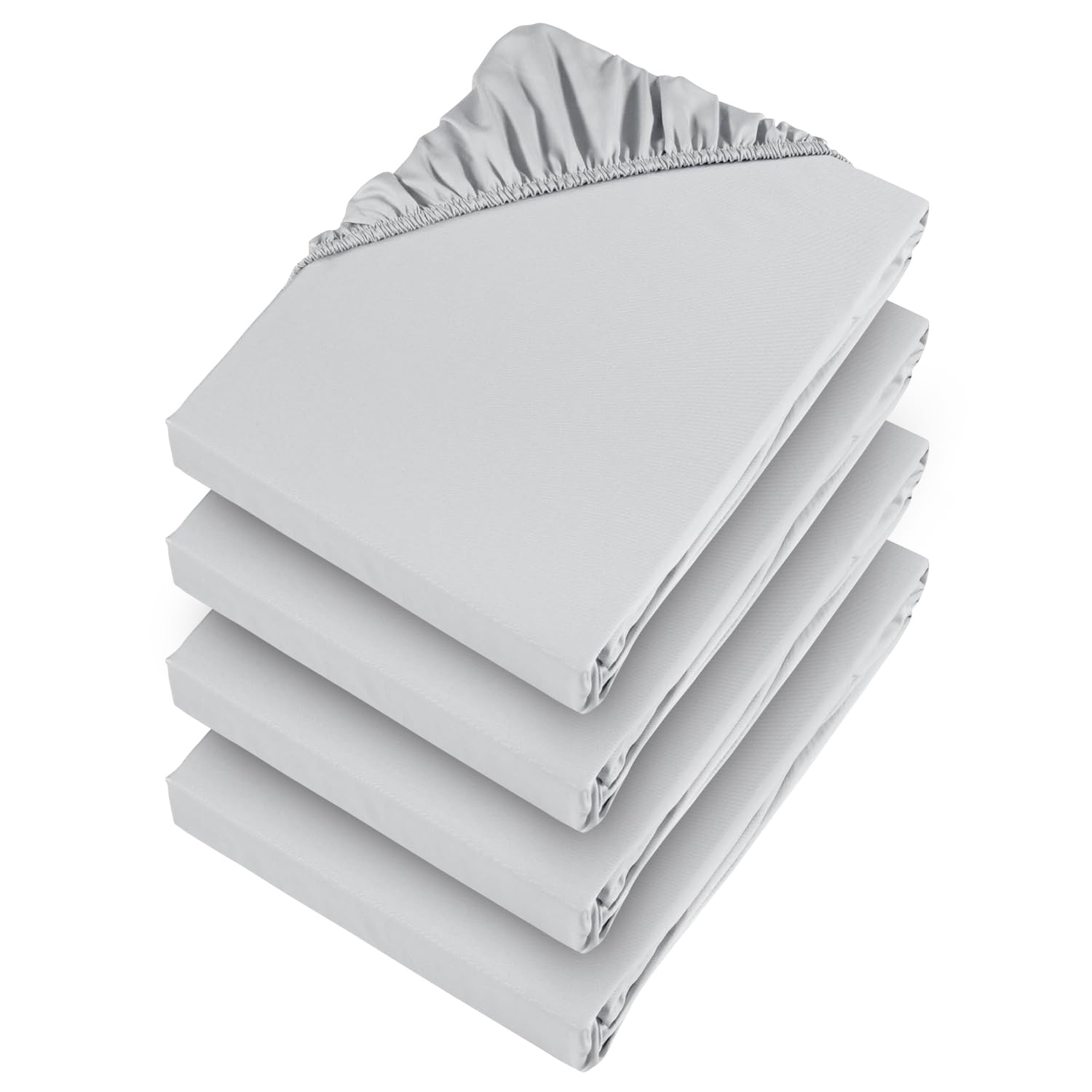 Aspire Homeware Super King Fitted Sheet 4 Pack 25 Cm Deep Pocket Silver Bed Sheets - Soft & Breathable Fitted Bedsheet Brushed Microfiber Shrinkage and Fade Resistant Bottom Sheet — image 1