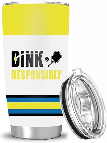 NVJUI JUFOPL Vaso de pickleball con tapa, taza de café de viaje de pickleball para hombres y mujeres, regalos para amantes de las pelotas de