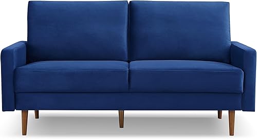 Miniatura 5 de Sofá biplaza moderno de mediados de siglo de 69 pulgadas, sofá biplaza tapizado de tela de terciopelo de 2 plazas con cojín acolchado, patas de
