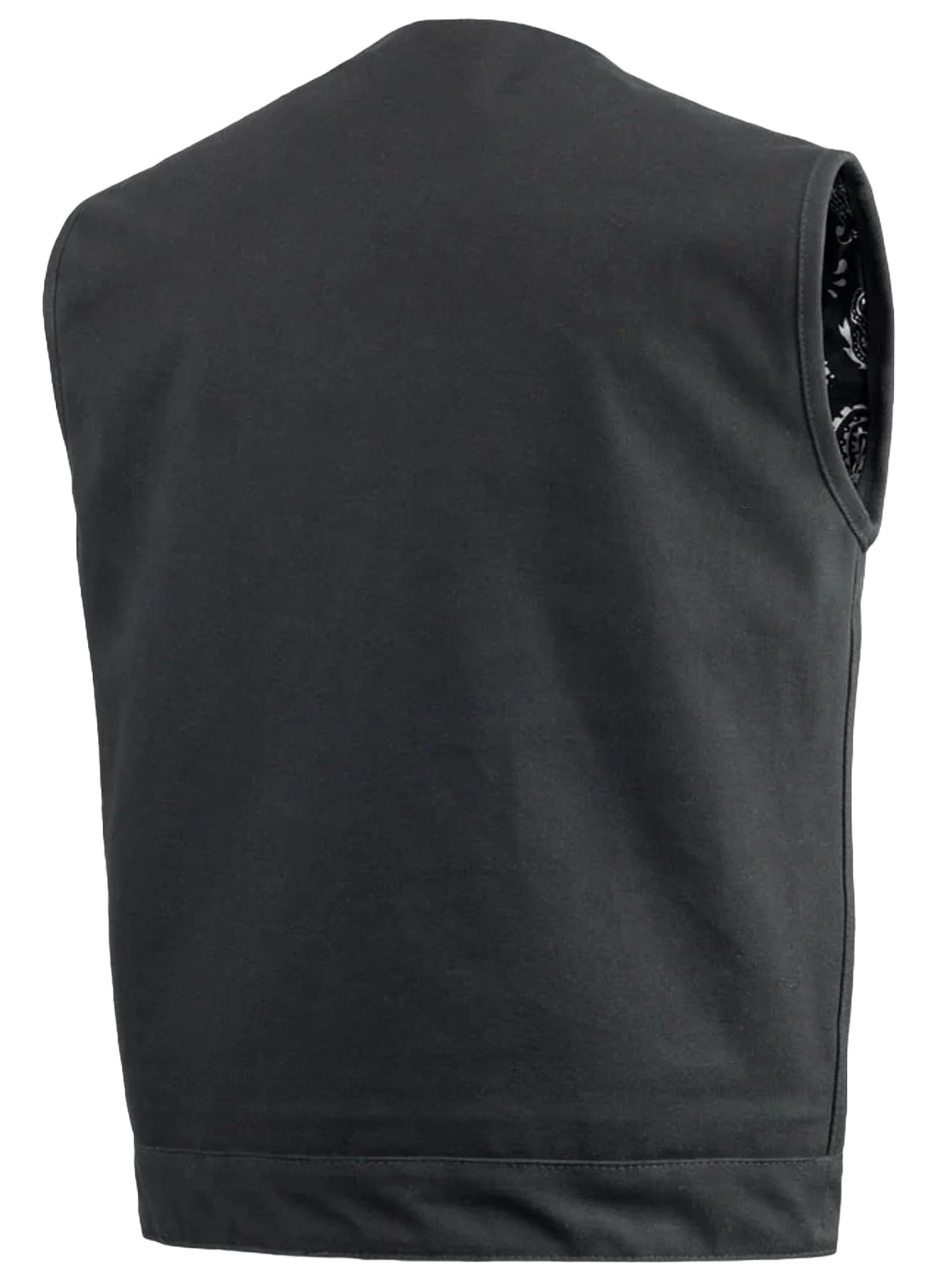 First Mfg Co - Fairfax V2 - Men's Motorcycle Biker Riding Black Canvas Vest - Large - Armor Pockets Conceal Carry Pockets