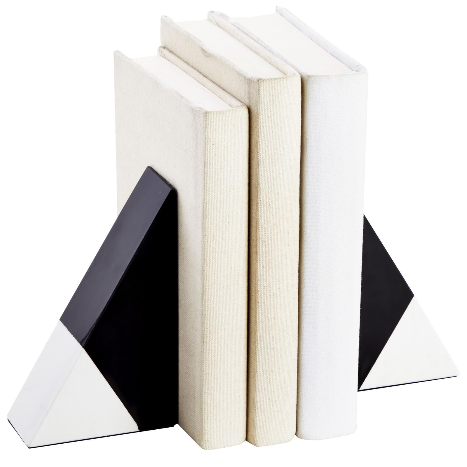Set di 2 fermalibri decorativi per mensole, decorazione in marmo (bianco e nero) – fermalibri per libri pesanti