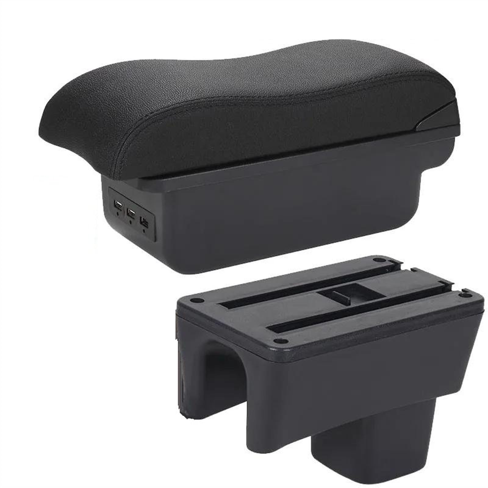 Armrest Box With Multifunctional Support PU Upholstered Car Interior Modification Accessories For Swift 2005-2023(B2 Black line 3USB)