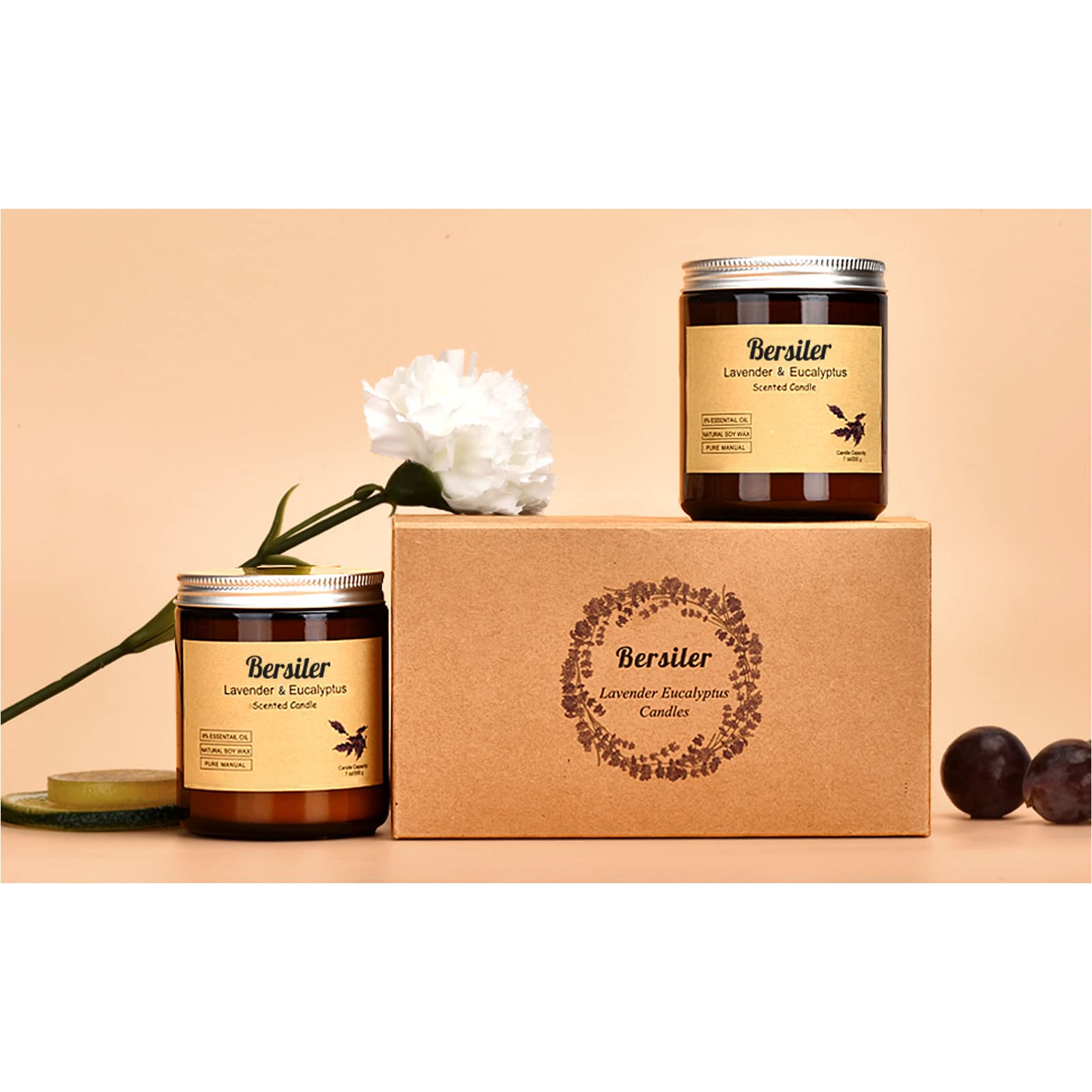 Świece do aromaterapii, 200 ml lawendowy eukaliptus, świece zapachowe, odprężające i relaksujące, do domu i sypialni, prezent dla kobiet/mężczyzn, wosk sojowy (lawendowy eukaliptus, 2 słoiki)