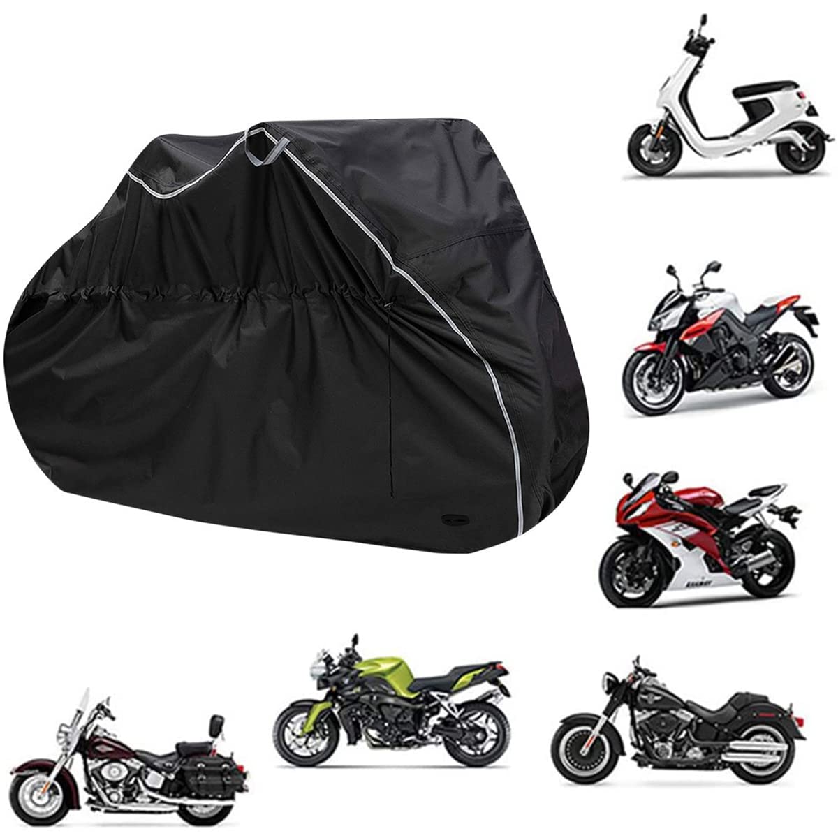 Copertura Per Moto Impermeabile Taglia L – Tessuto Oxford 210D Resistente, Con Cinghie E Foro Per Catena, Borsa Inclusa - 5