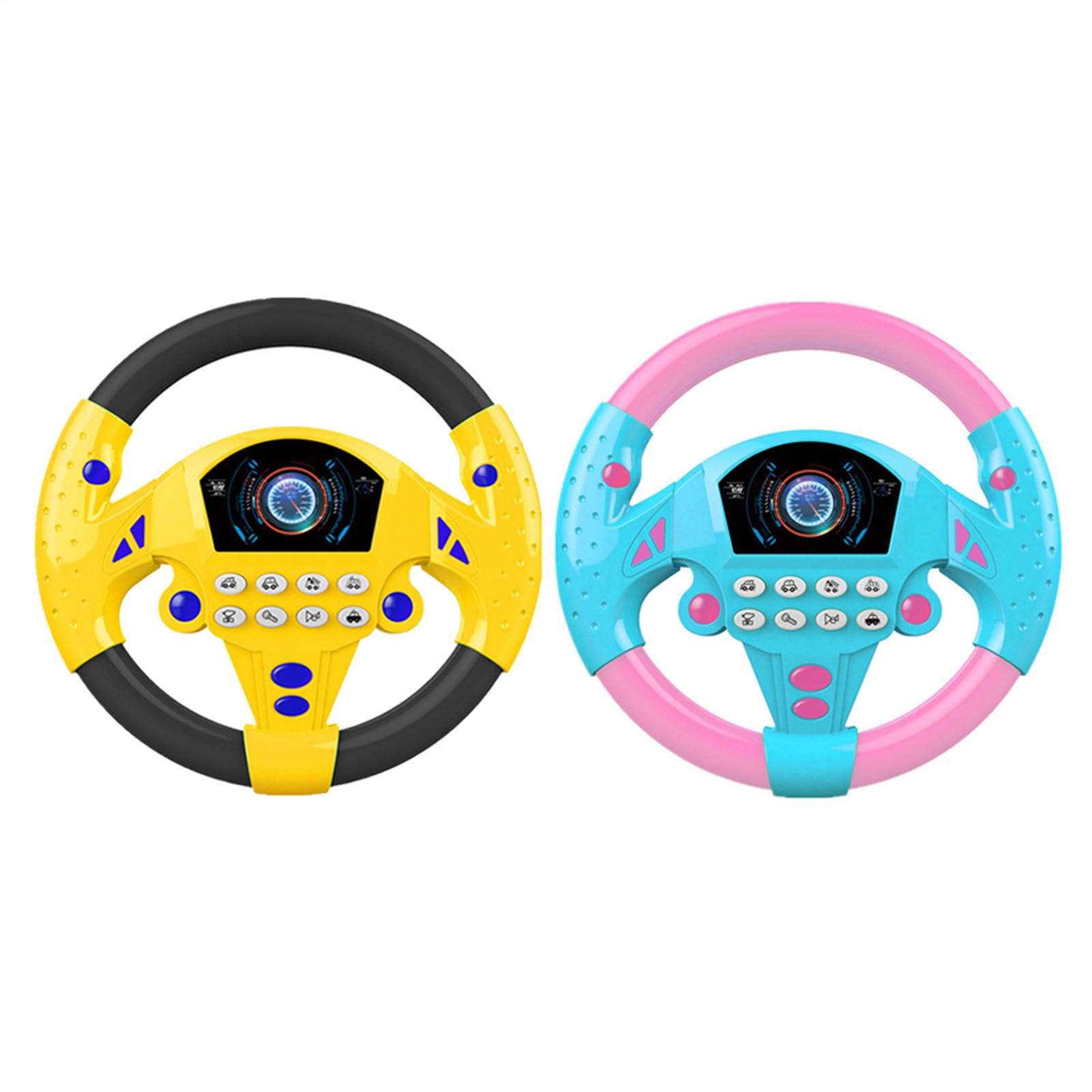 2pcs Steering Wheel Toys, Pretend Driving Seat Toys, Kids Simulated Portable Driving Controller Toy, Electric Early Education Simulation Steering Wheel Toy