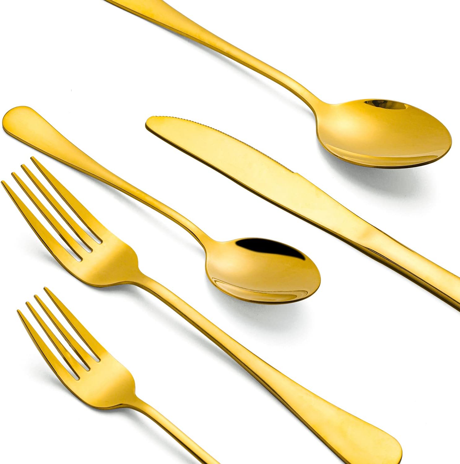 Gold Silverware Set, 40 Pieces Golden Flatware Set with Gift Package for Wedding