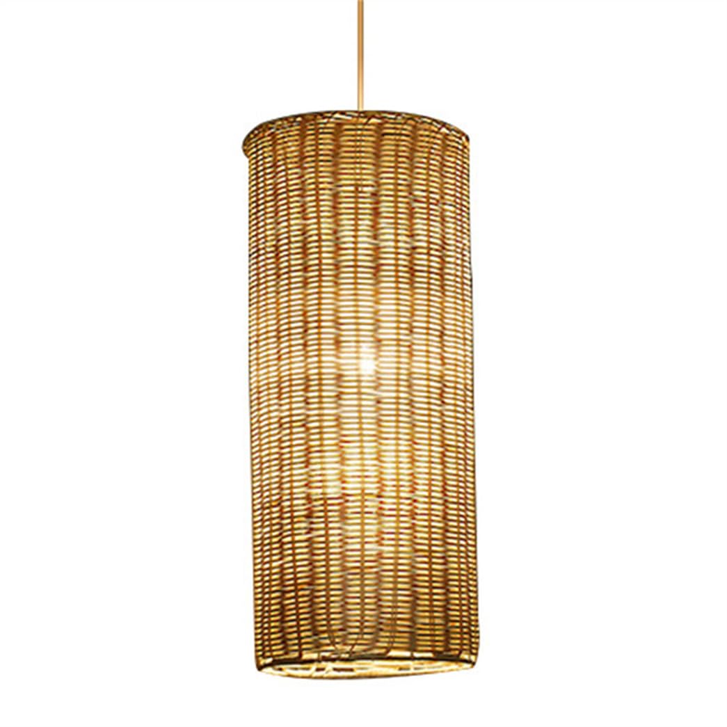 CWVYKNP Japanese Style Zen Ceiling Mount Chandelier, Intricate Rattan Lights Pendant for Restaurant Kitchen Island Dining Room Hallway Foyer Cylindrical Strip Lighting Fixture