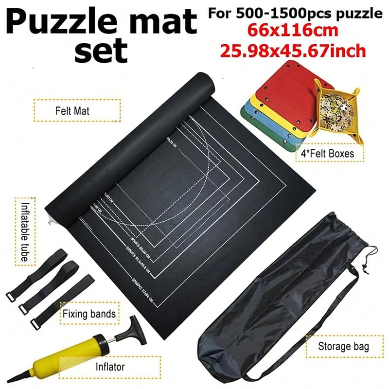 Tappetino Puzzle Rotolo In Feltro 150x100 Cm – Per Puzzle Fino A 3000 Pezzi, Con Linee Guida, Antiscivolo - 6