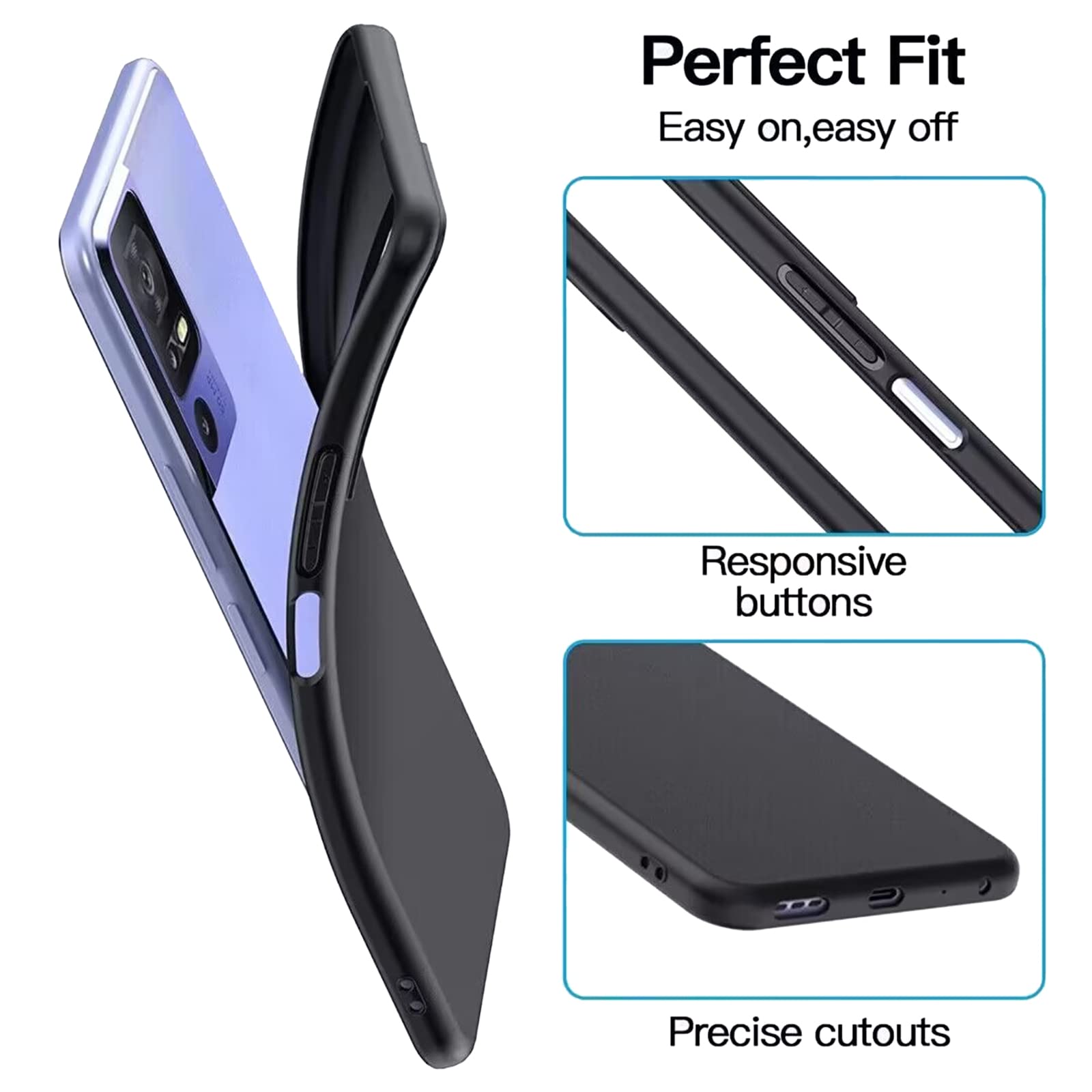 MEMELOKA Cover Per TCL 40 SE In Silicone Opaco Nero + 3 Pezzi Pellicola In Vetro Temperato, Protezione Antiurto, Ultra Sottile