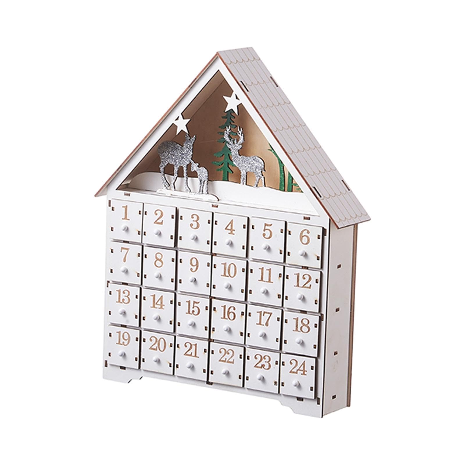 Calendario de Adviento de Navidad con cajones de 24 días, artesanía para fiesta de Navidad, tamaño S