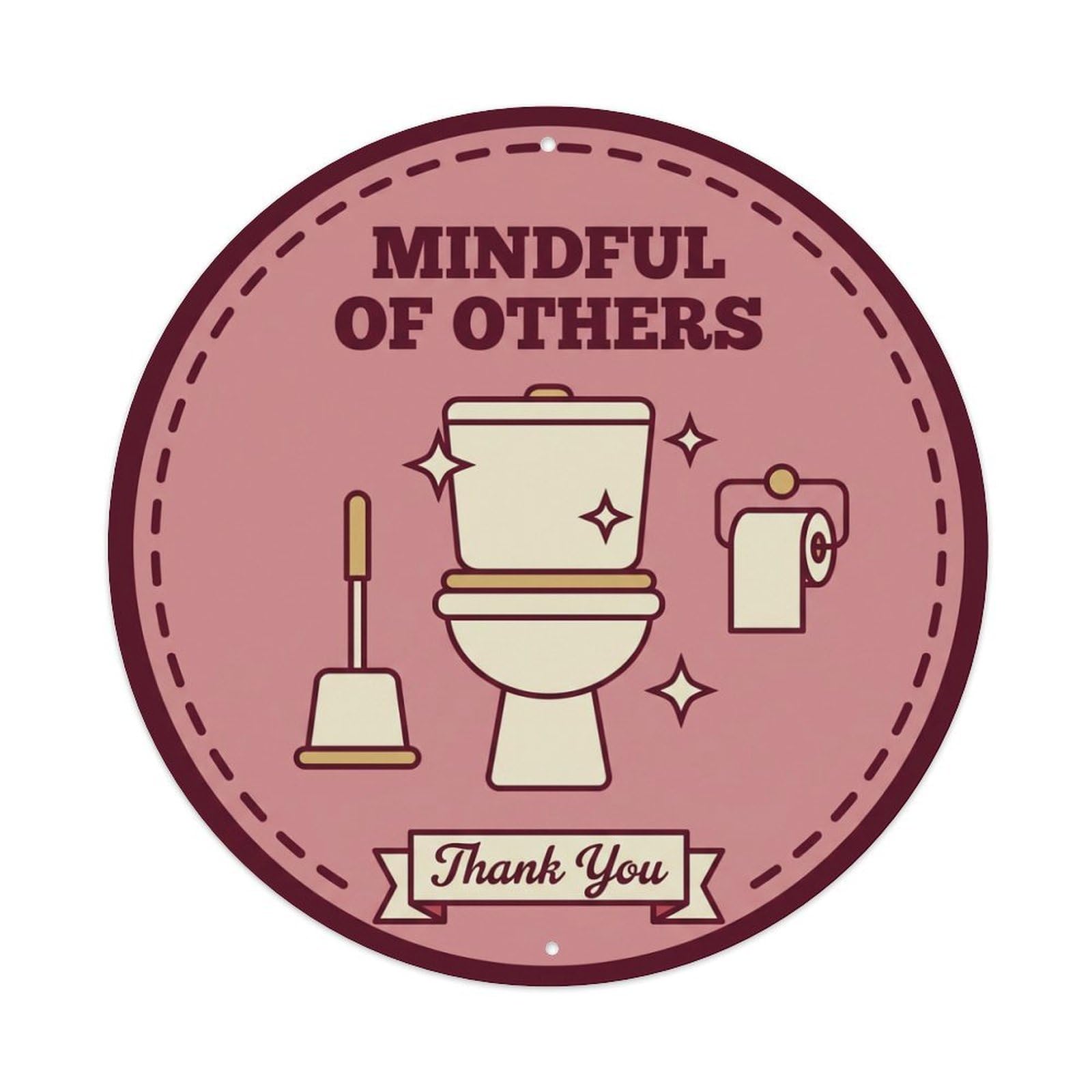 Metal Tin Sign Toilet Clean Bathroom Reminder Mindful Of Others