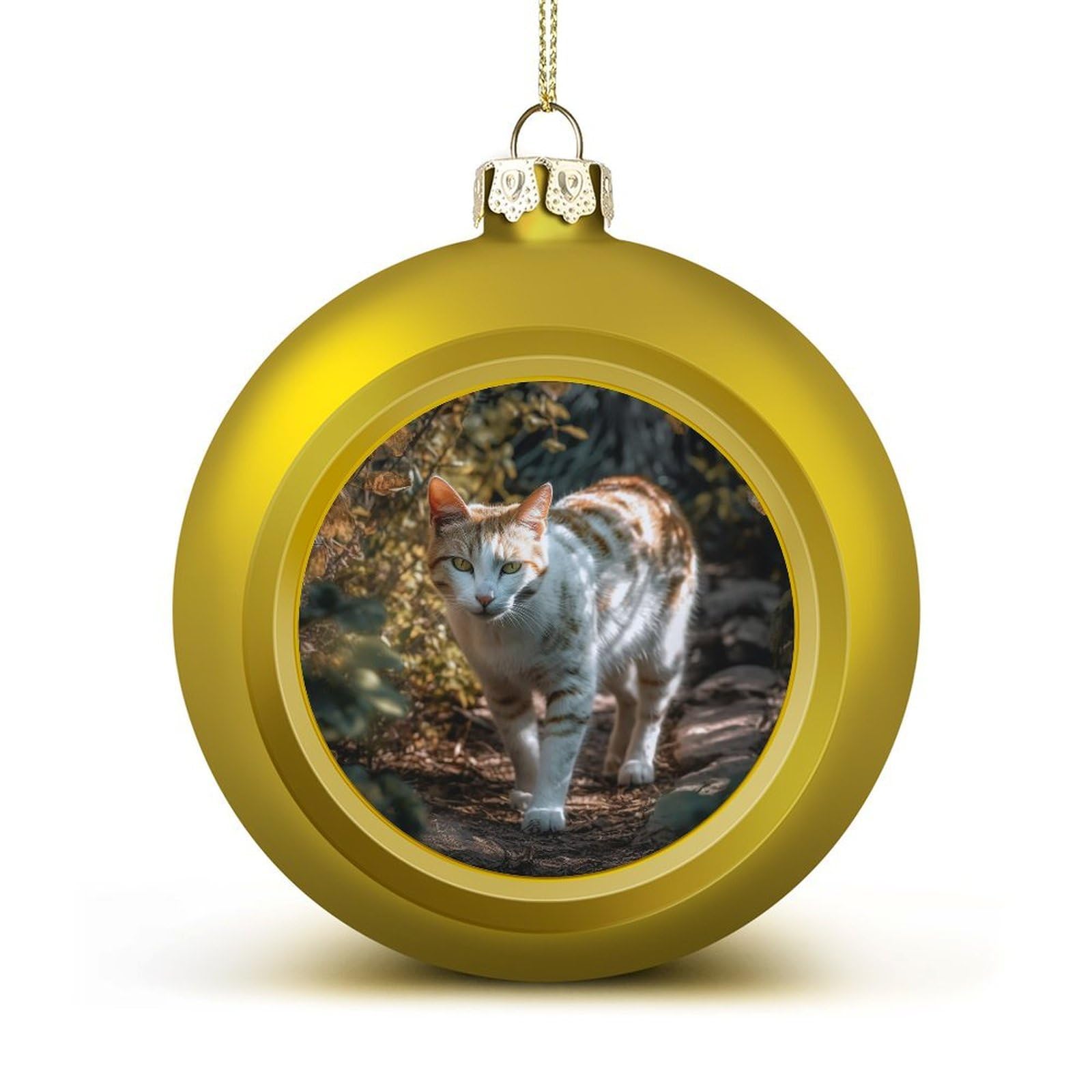 Cat Walking Through Bushes Christmas Balls Ornaments for Xmas Christmas Tree 1.6" Hanging Shatterproof Xmas Balls Hanging Decor Pendants for Holiday Party Outdoor Indoor DIY Craft Supplies