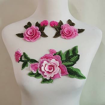 Amazon.com: 4 Pcs Embroidery Rose Flower Sew On Patch Dress