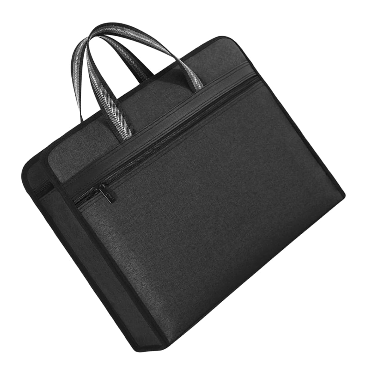 NUOBESTY Reißverschlusstasche aus Canvas mit Tragegriff, Mehrlagig, Schwarz | Reisen und Meetings, Sichere Aufbewahrung von Akten, Professionelles Design